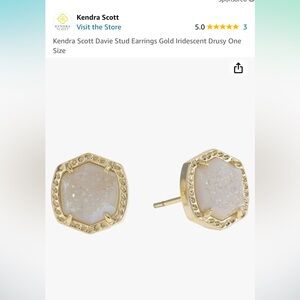 NWT Kendra Scott Davie Stud Earrings Gold Iridescent Drusy OS NWT!!